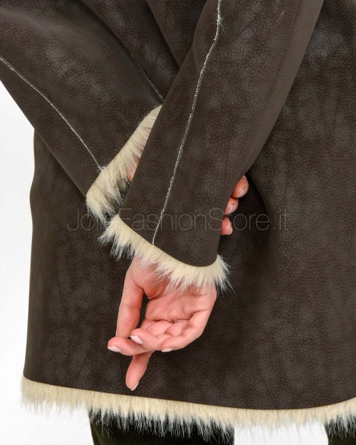 Tavus Milano Cappotto Reversibile Eco Pelliccia Marrone  25233 DARK BROWN