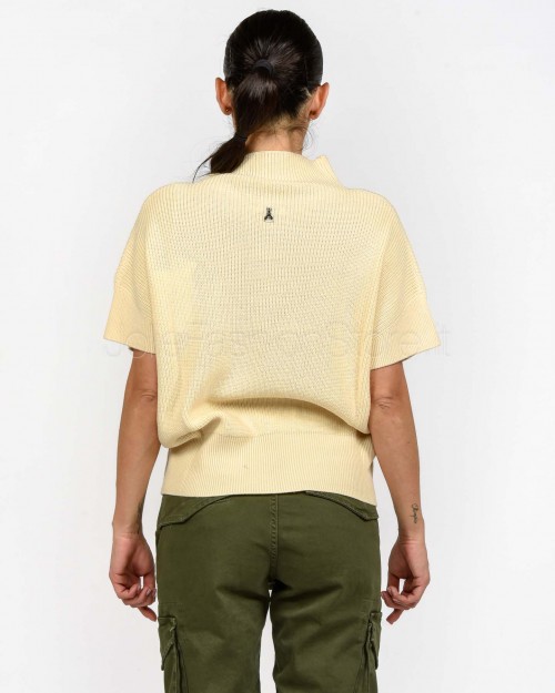 Patrizia Pepe Top Smanicato "ESSENTIAL" in Maglia Wooly White  2K0351 K9O3A W405