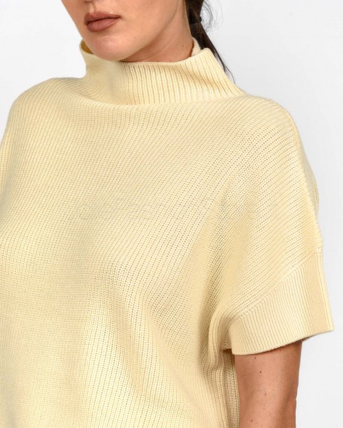 Patrizia Pepe Top Smanicato "ESSENTIAL" in Maglia Wooly White  2K0351 K9O3A W405