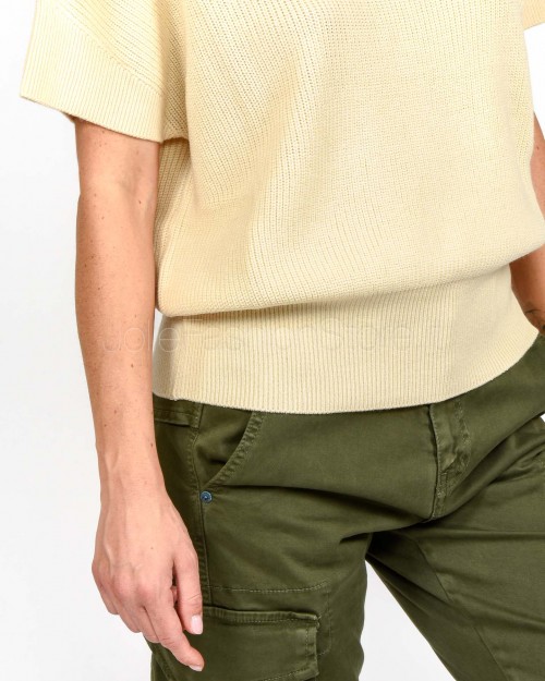 Patrizia Pepe Top Smanicato "ESSENTIAL" in Maglia Wooly White  2K0351 K9O3A W405