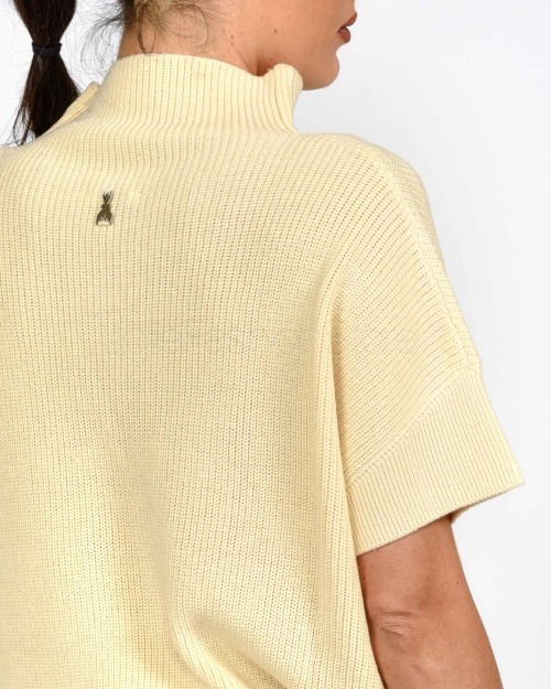 Patrizia Pepe Top Smanicato "ESSENTIAL" in Maglia Wooly White  2K0351 K9O3A W405
