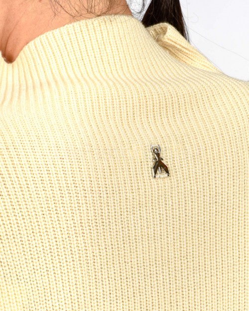 Patrizia Pepe Top Smanicato "ESSENTIAL" in Maglia Wooly White  2K0351 K9O3A W405