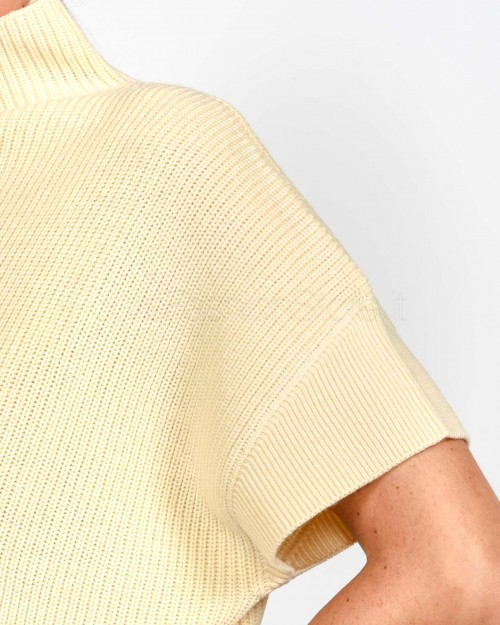 Patrizia Pepe Top Smanicato "ESSENTIAL" in Maglia Wooly White  2K0351 K9O3A W405