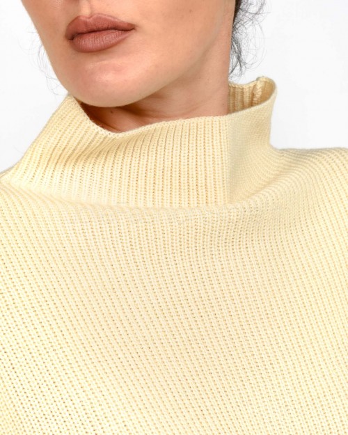 Patrizia Pepe Top Smanicato "ESSENTIAL" in Maglia Wooly White  2K0351 K9O3A W405