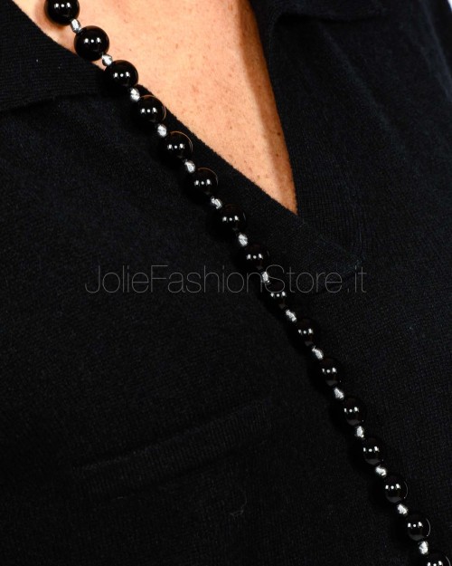 Seconda Base Collana Perline 120cm Nero  PERLINO LUNGO NERO