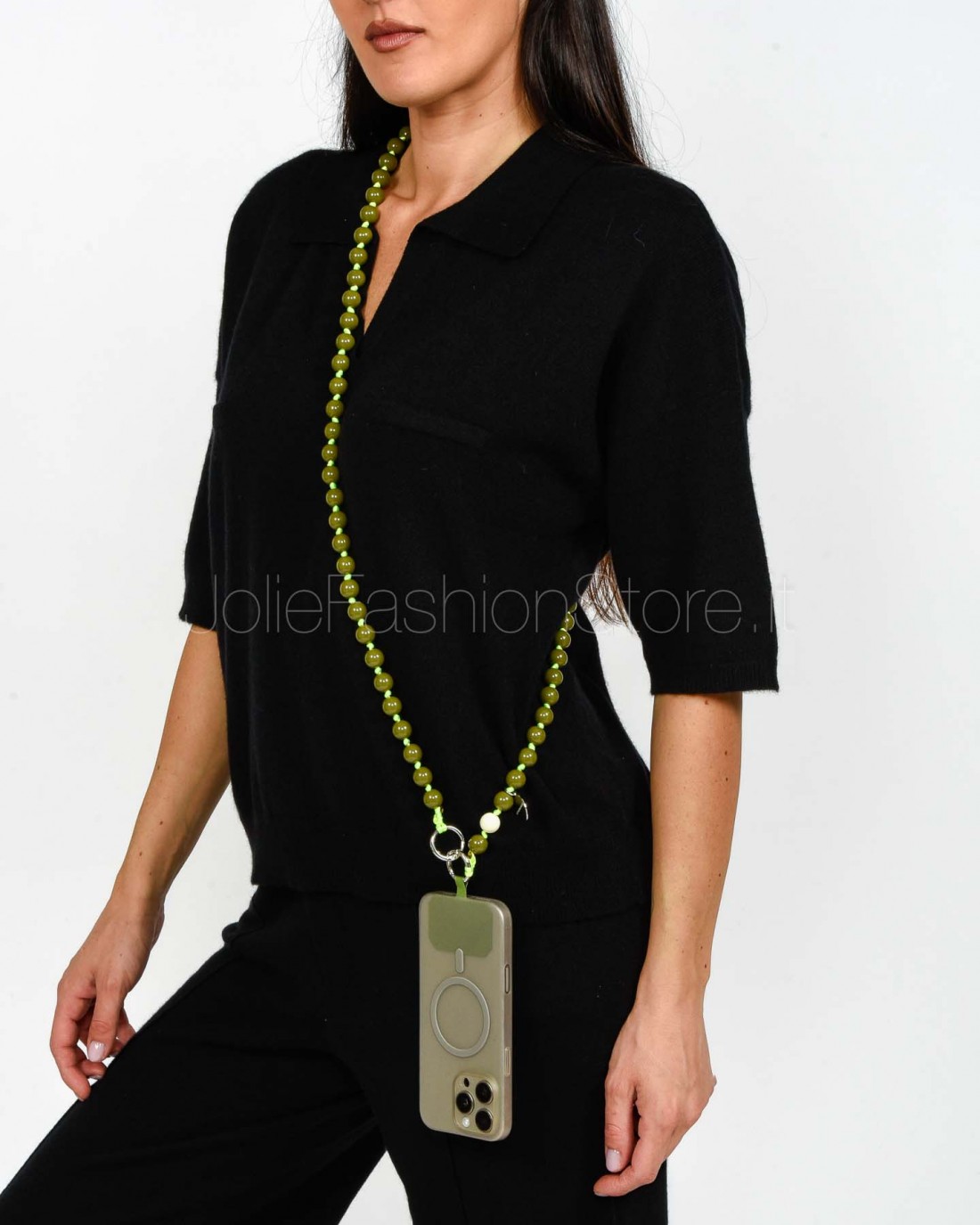 Seconda Base Collana Perline 120cm Verde