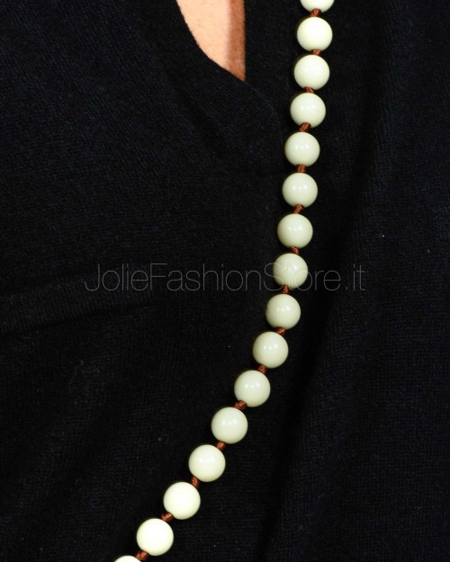 Seconda Base Collana Perline 120cm Panna Marrone  PERLINO LUNGO PANNA MARRONE