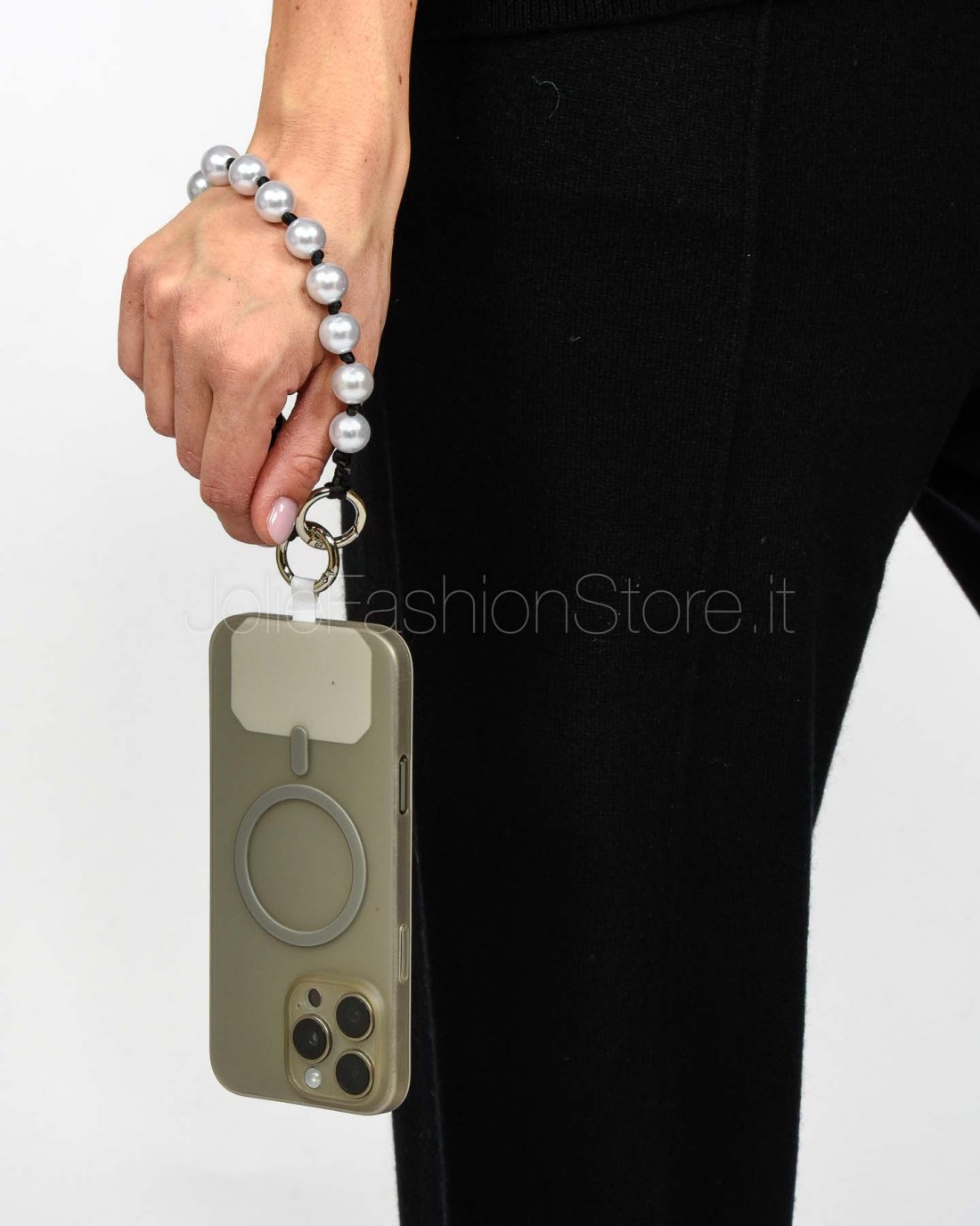 Seconda Base Bracciale Porta Telefono Perline 25cm Perla  PERLINO CORTO PERLA