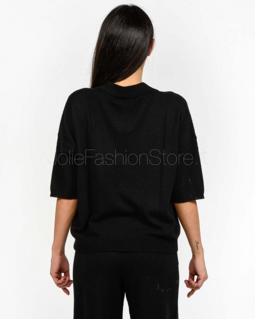 Not Shy Maglia a Polo in Cashmere Nero Modello Myles  MYLES NOIR