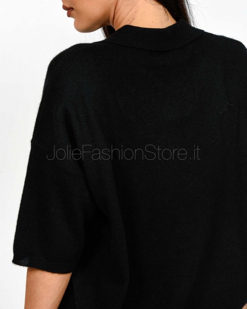 Not Shy Maglia a Polo Nero  MYLES NOIR