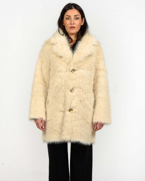 Tavus Milano Reversible Faux Fur Coat Black  25233 BLACK BEIGE