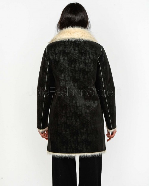 Tavus Milano Reversible Faux Fur Coat Black  25233 BLACK BEIGE
