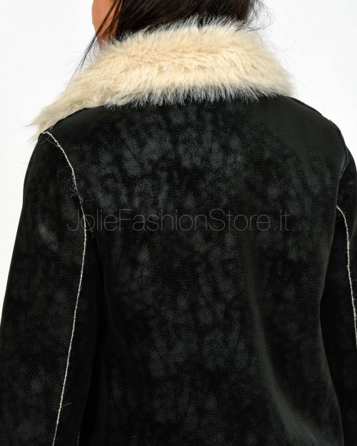 Tavus Milano Reversible Faux Fur Coat Black  25233 BLACK BEIGE