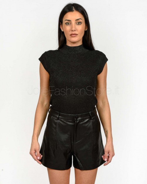 Grace & Mila Top Collo Alto in Lurex Nero  TALISMAN NOIR