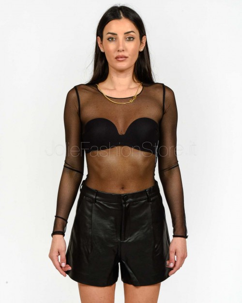 Elisabetta Franchi Body in Tulle con Collana Nero  BO01457E2 110