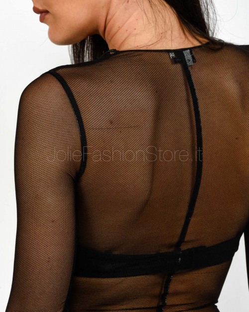 Elisabetta Franchi Body in Tulle con Collana Nero  BO01457E2 110