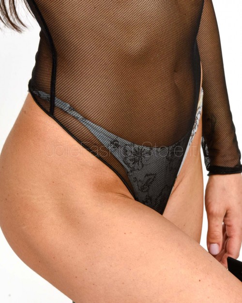 Elisabetta Franchi Body in Tulle con Collana Nero  BO01457E2 110
