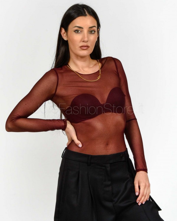 Elisabetta Franchi Body in Tulle con Collana Rouge Noir  BO01457E2 CG3