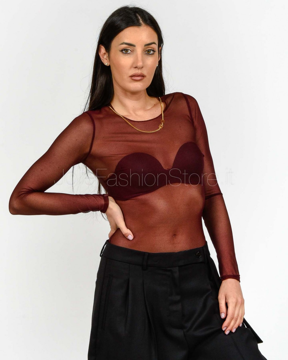 Elisabetta Franchi Body in Tulle con Collana Rouge Noir  BO01457E2 CG3