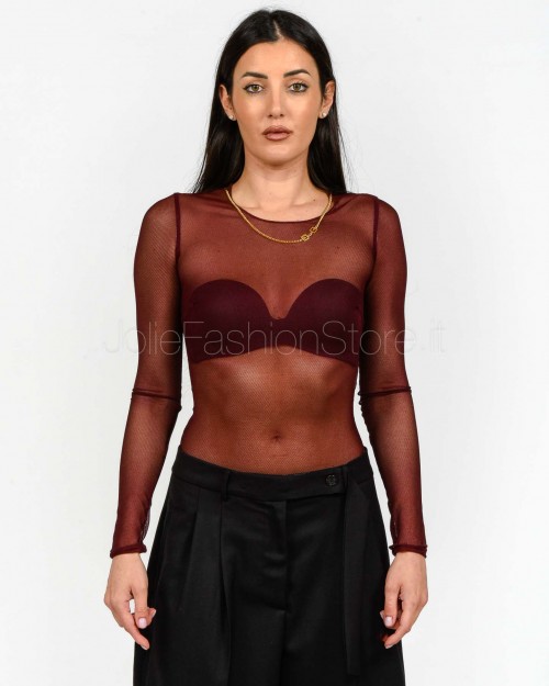 Elisabetta Franchi Body in Tulle con Collana Rouge Noir  BO01457E2 CG3