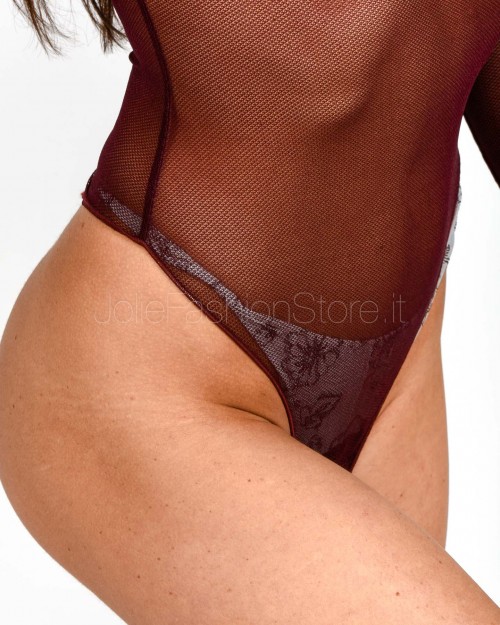 Elisabetta Franchi Body in Tulle con Collana Rouge Noir  BO01457E2 CG3