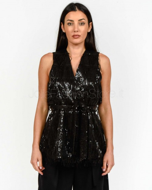 Twenty Fourhaitch Gilet Con Frange Nero  CEMILE NERO