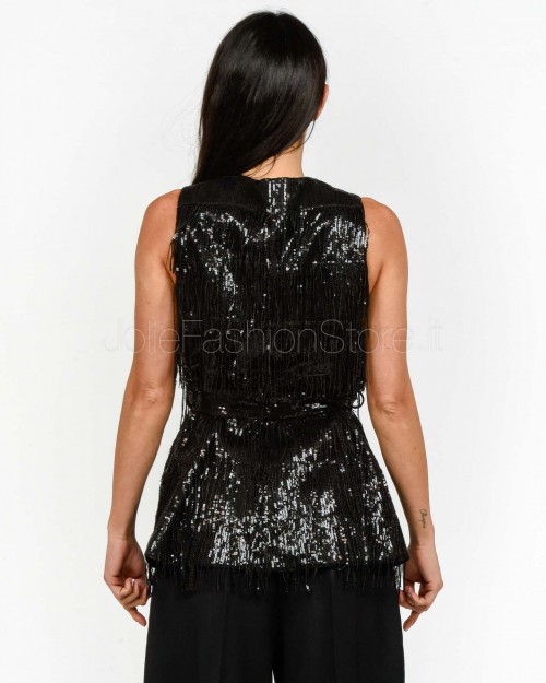 Twenty Fourhaitch Gilet Con Frange Nero  CEMILE NERO