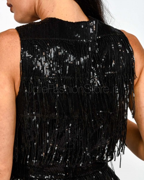 Twenty Fourhaitch Gilet Con Frange Nero  CEMILE NERO