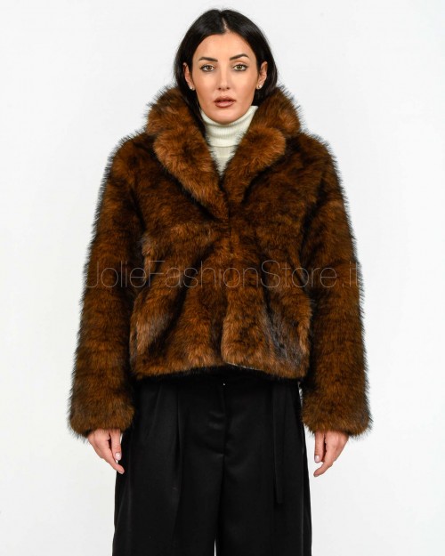 Tavus Milano Faux Fox Fur Jacket Dark Brown  25330 DARK BROWN