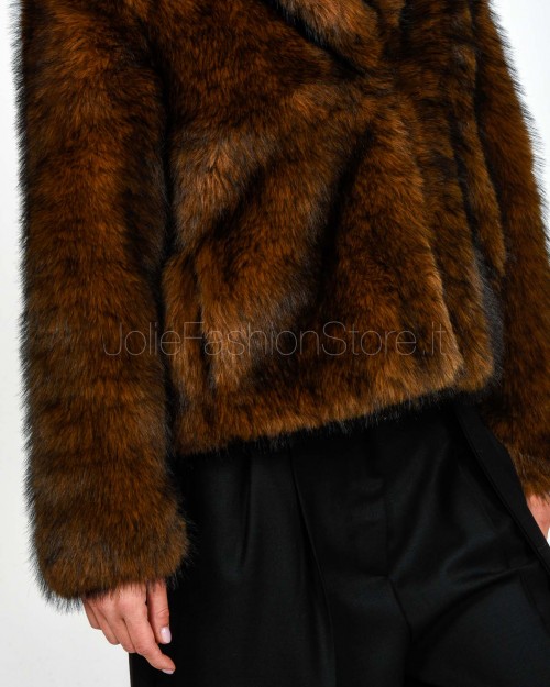 Tavus Milano Faux Fox Fur Jacket Dark Brown  25330 DARK BROWN