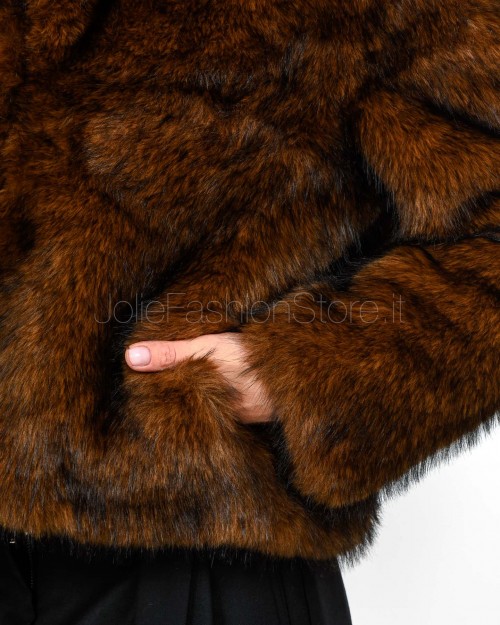 Tavus Milano Faux Fox Fur Jacket Dark Brown  25330 DARK BROWN