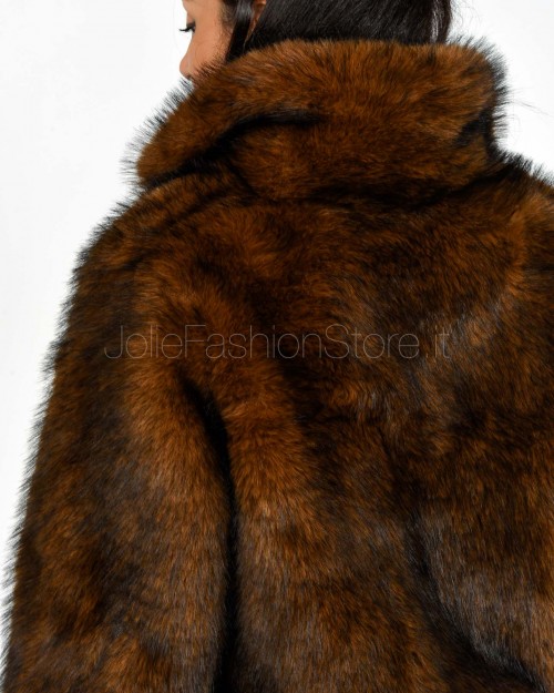 Tavus Milano Faux Fox Fur Jacket Dark Brown  25330 DARK BROWN