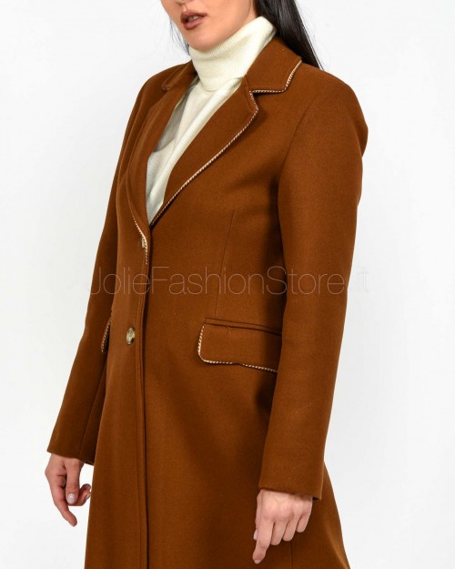 I’Min Luxury Cappotto Con Frange Marrone  RM71 BRUCIATO