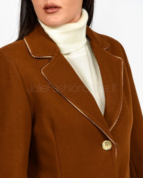 I’Min Luxury Cappotto Con Frange Marrone  RM71 BRUCIATO