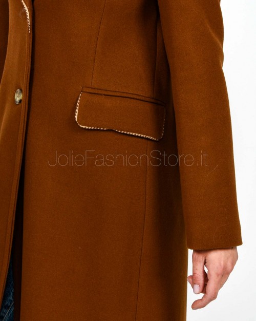 I’Min Luxury Cappotto Con Frange Marrone  RM71 BRUCIATO