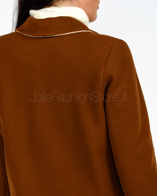 I’Min Luxury Cappotto Con Frange Marrone  RM71 BRUCIATO