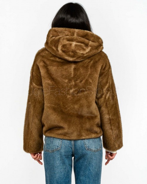 Tavus Milano Eco Pelliccia Parka con Cappuccio Marrone  35217 BISCUIT