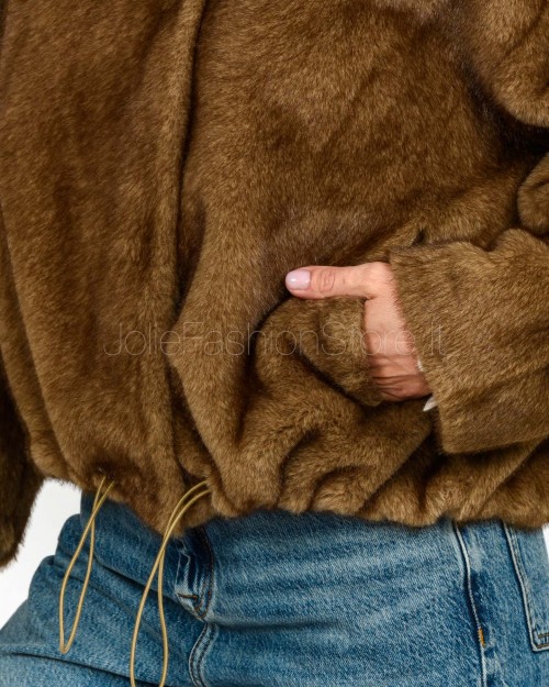 Tavus Milano Eco Pelliccia Parka con Cappuccio Marrone  35217 BISCUIT