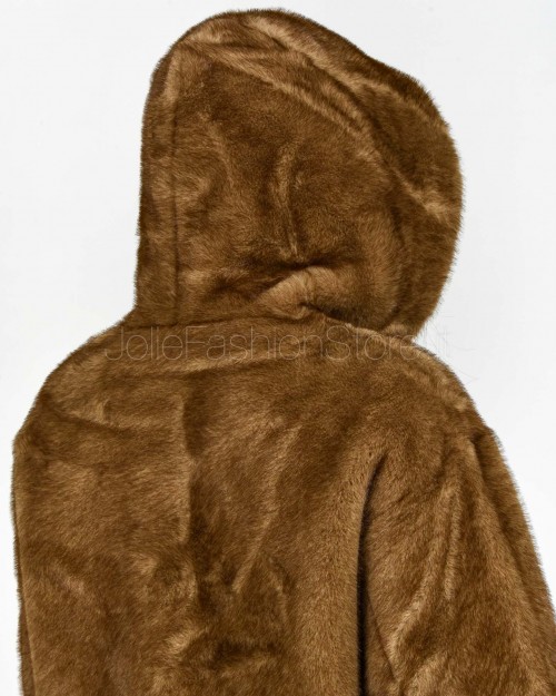 Tavus Milano Eco Pelliccia Reversibile Parka con Cappuccio Marrone  35217 BISCUIT