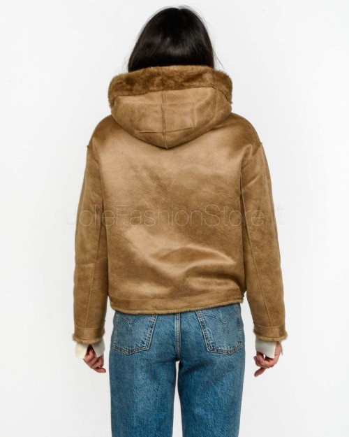 Tavus Milano Eco Pelliccia Parka con Cappuccio Marrone  35217 BISCUIT