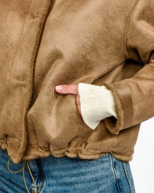 Tavus Milano Eco Pelliccia Parka con Cappuccio Marrone  35217 BISCUIT