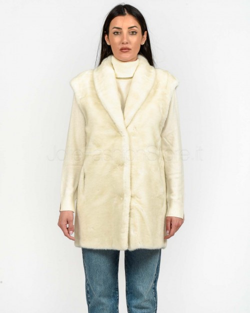 Tavus Milano Long Reversible Eco Mink Vest White  25216 WHITE
