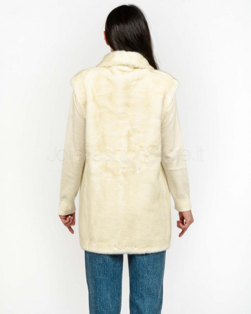 Tavus Milano Long Reversible Eco Mink Vest White  25216 WHITE