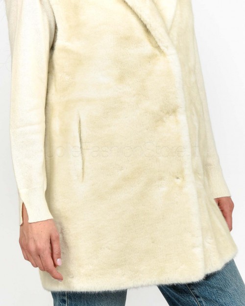 Tavus Milano Long Reversible Eco Mink Vest White  25216 WHITE