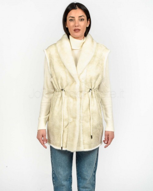 Tavus Milano Long Reversible Eco Mink Vest White  25216 WHITE
