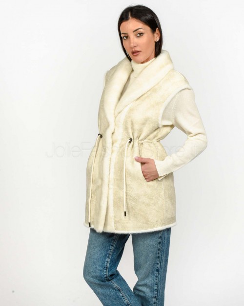 Tavus Milano Long Reversible Eco Mink Vest White  25216 WHITE