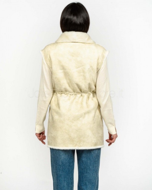 Tavus Milano Long Reversible Eco Mink Vest White  25216 WHITE