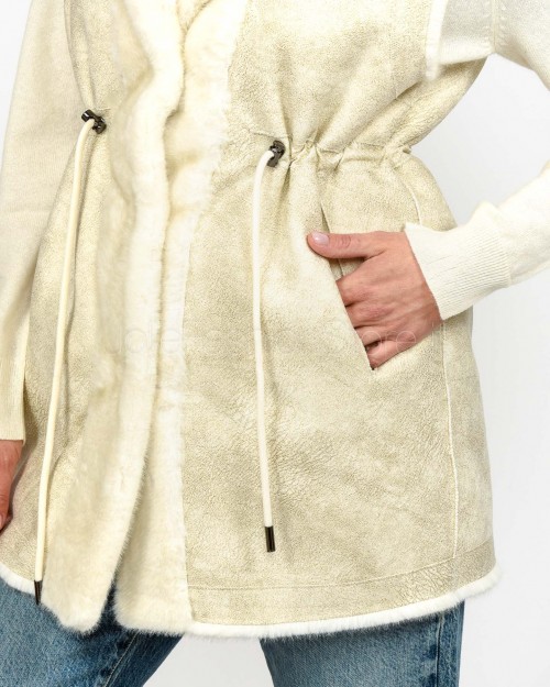 Tavus Milano Long Reversible Eco Mink Vest White  25216 WHITE