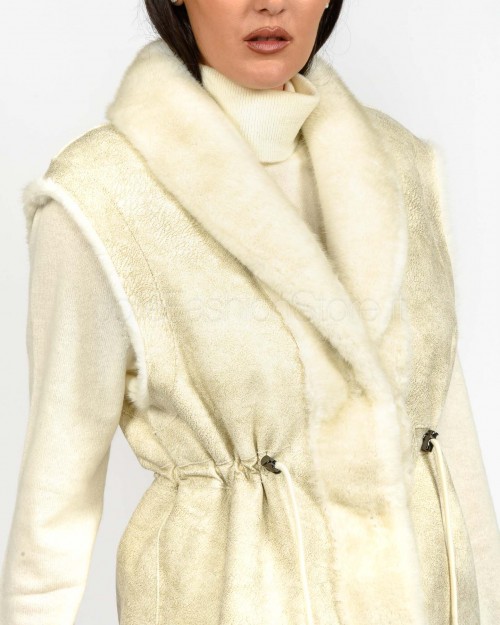 Tavus Milano Long Reversible Eco Mink Vest White  25216 WHITE