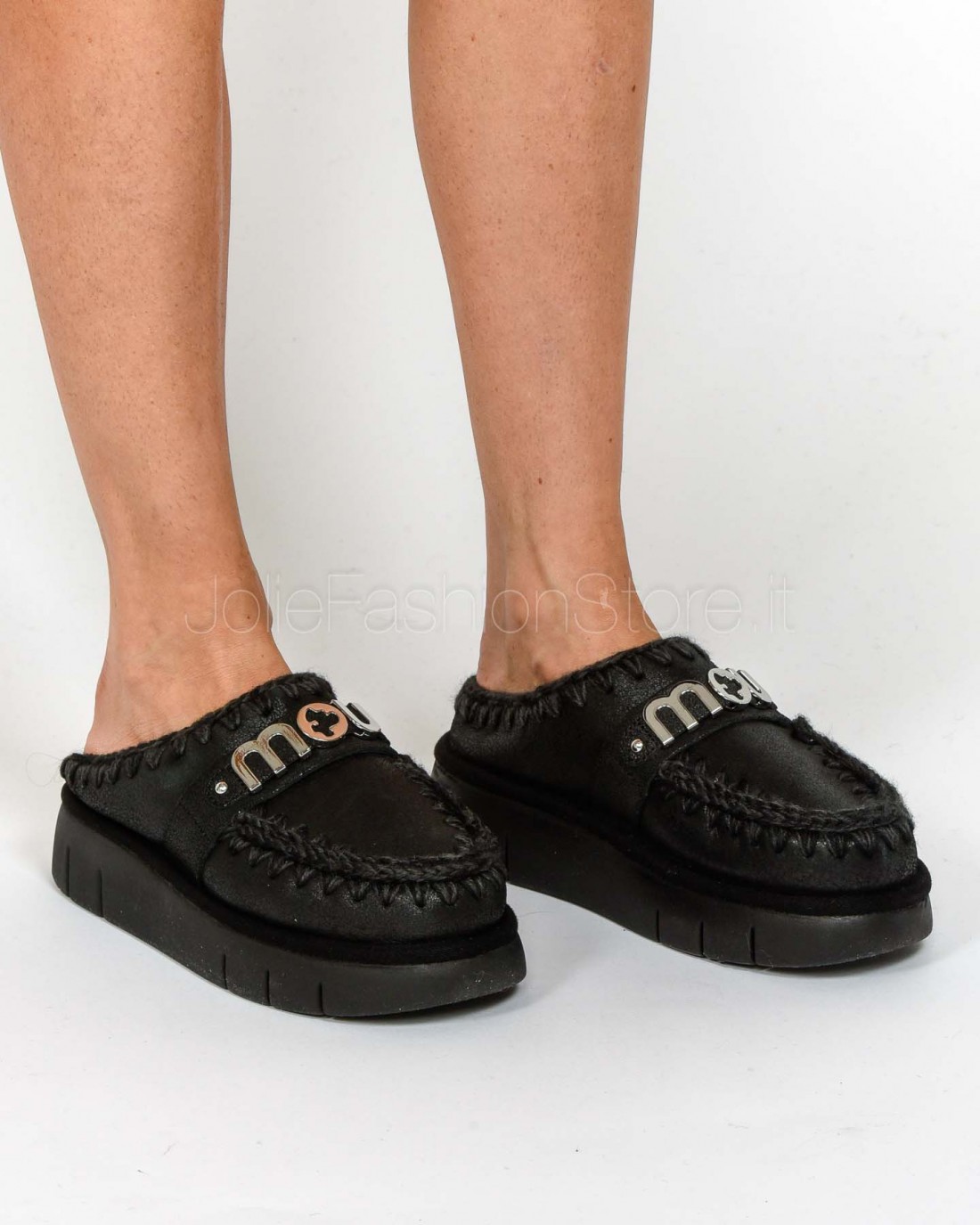 Mou Bounce Clog Special Leather Black  FW531001B BLACK